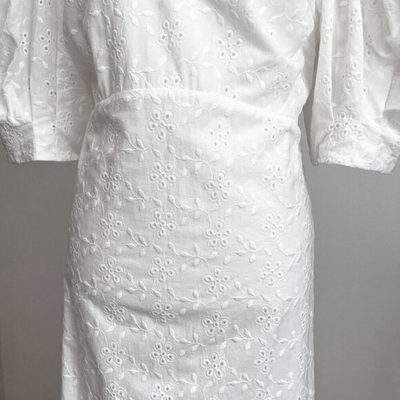 NWT TED BAKER JENAAY WHITE EYELET SHORT PUFF SLEEVE MAXI PEASANT DRESS - 5 (XL) - Picture 8 of 16